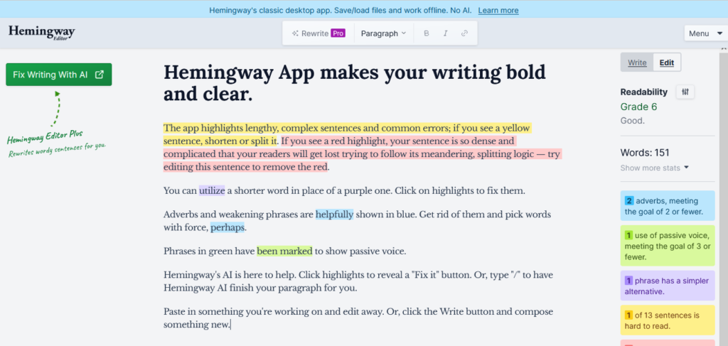 hemingway app