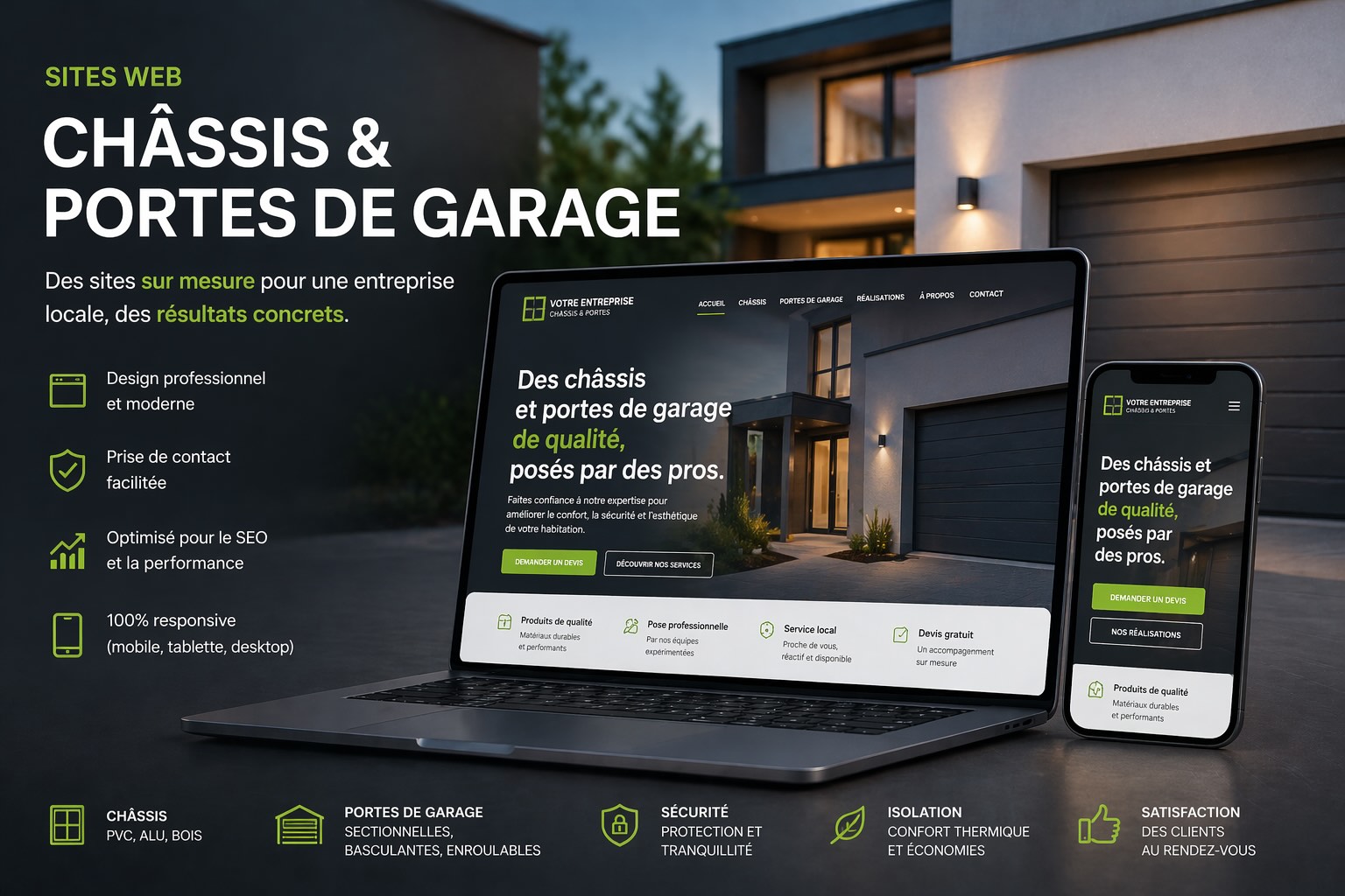 Site web pour installateur de châssis et portes de garage