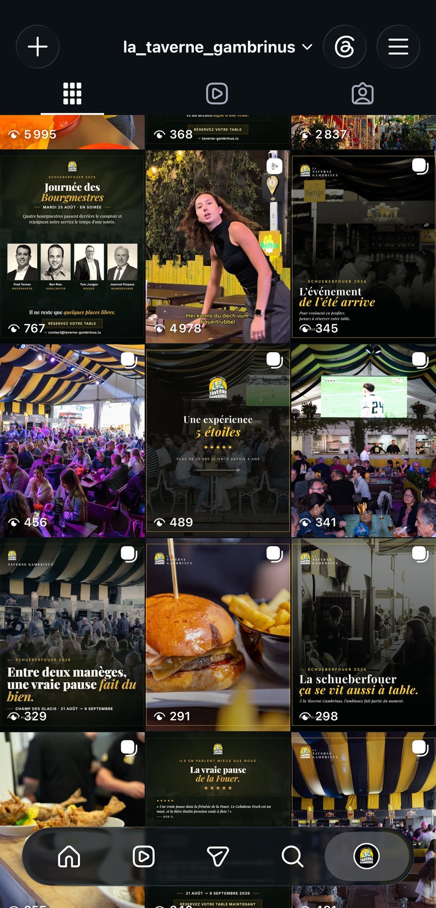 Le feed Instagram après refonte : visuels chartés et cohérents